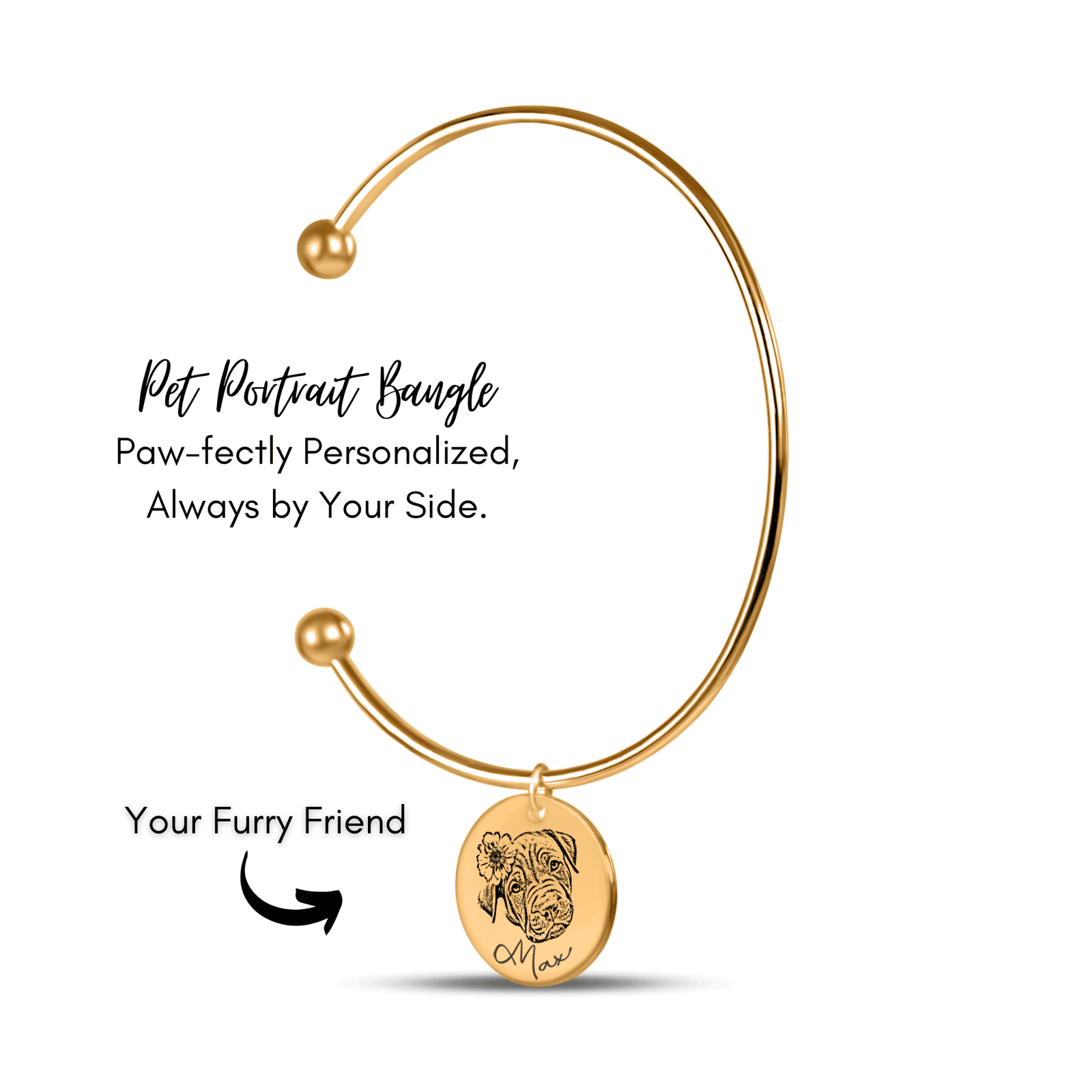 Bracelet jonc Portrait d'Animal Personnalisé