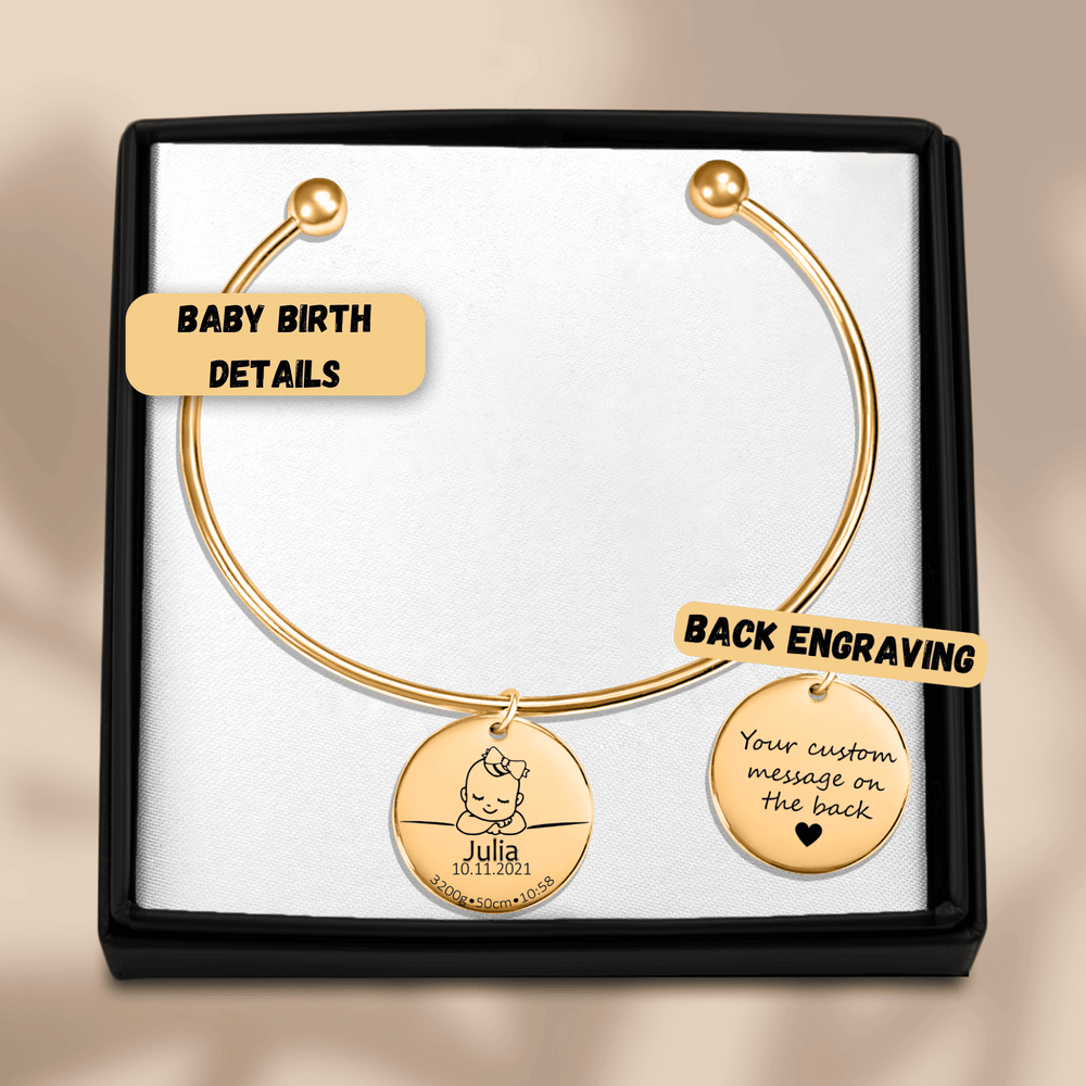 Bracelet jonc Détails de Naissance Personnalisés