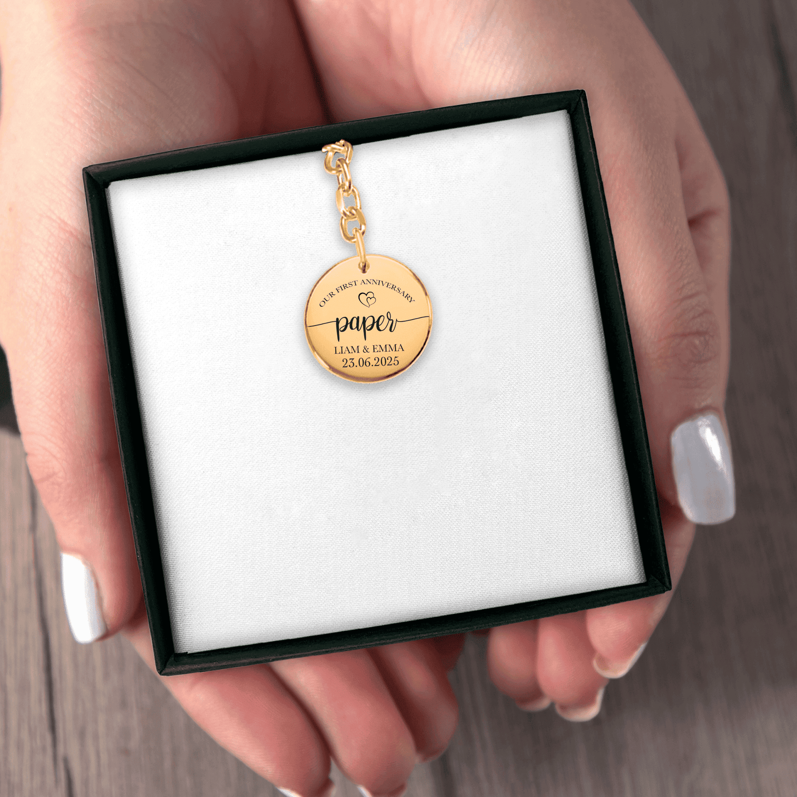 Porte-clés Médaille Anniversaire de Mariage 1 an (noces de coton)