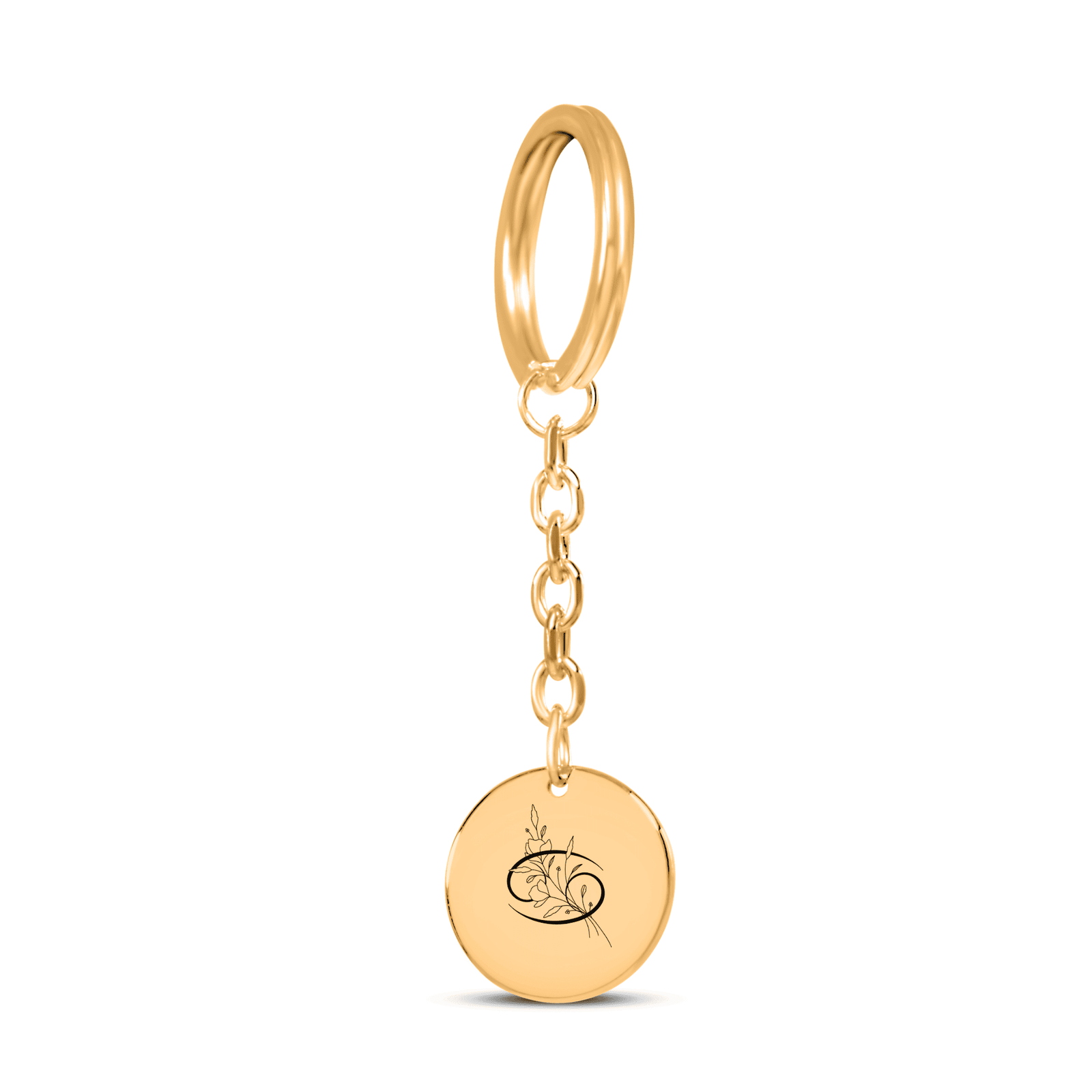 Porte-clés Médaille Florale Signe Astrologique Cancer