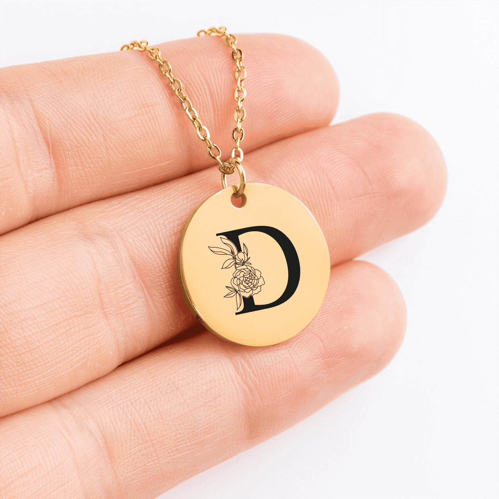 Collier Initiale Florale D Personnalisé