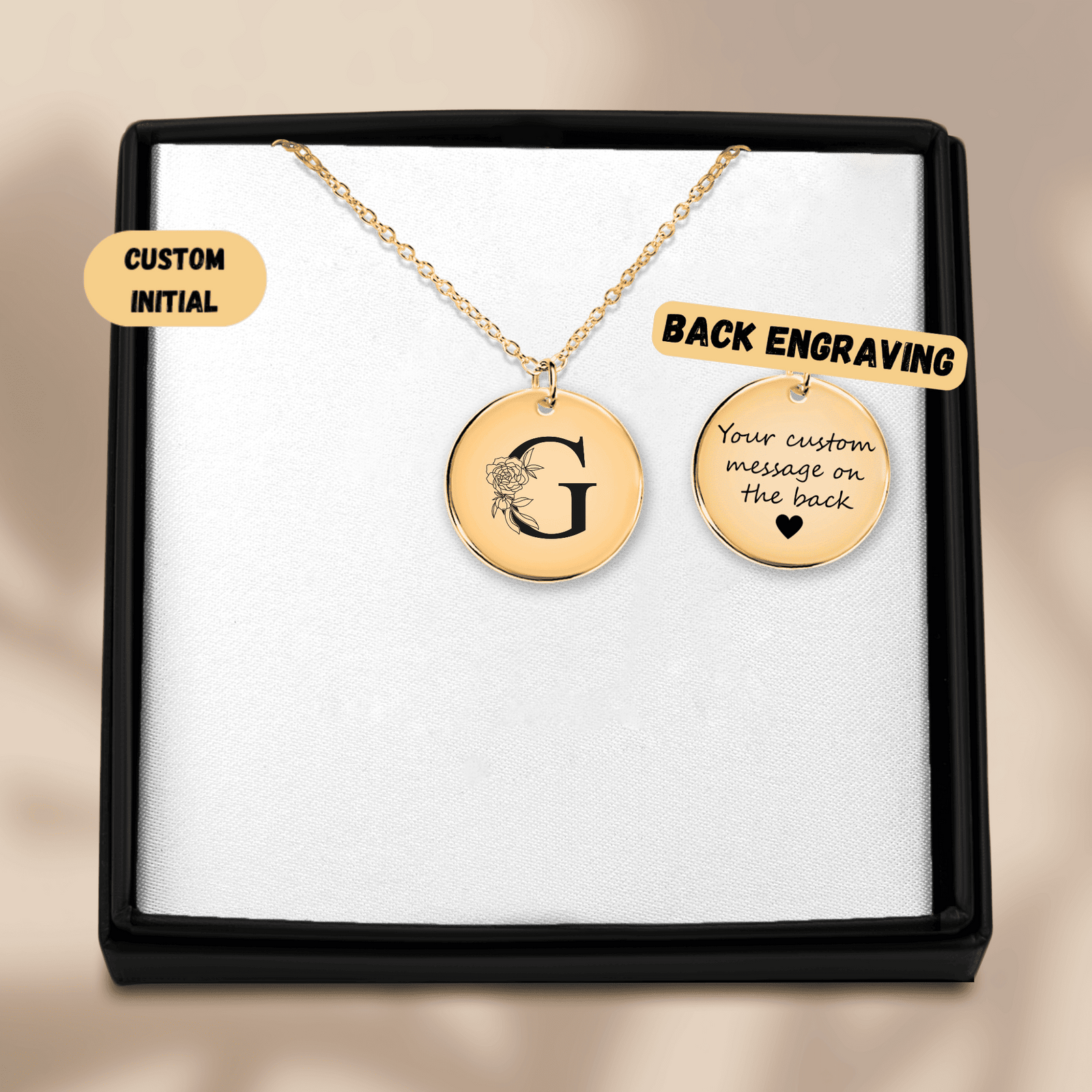 Collier Initiale Florale G Personnalisé