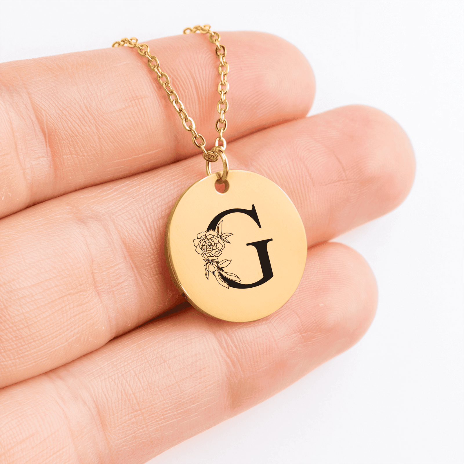 Collier Initiale Florale G Personnalisé