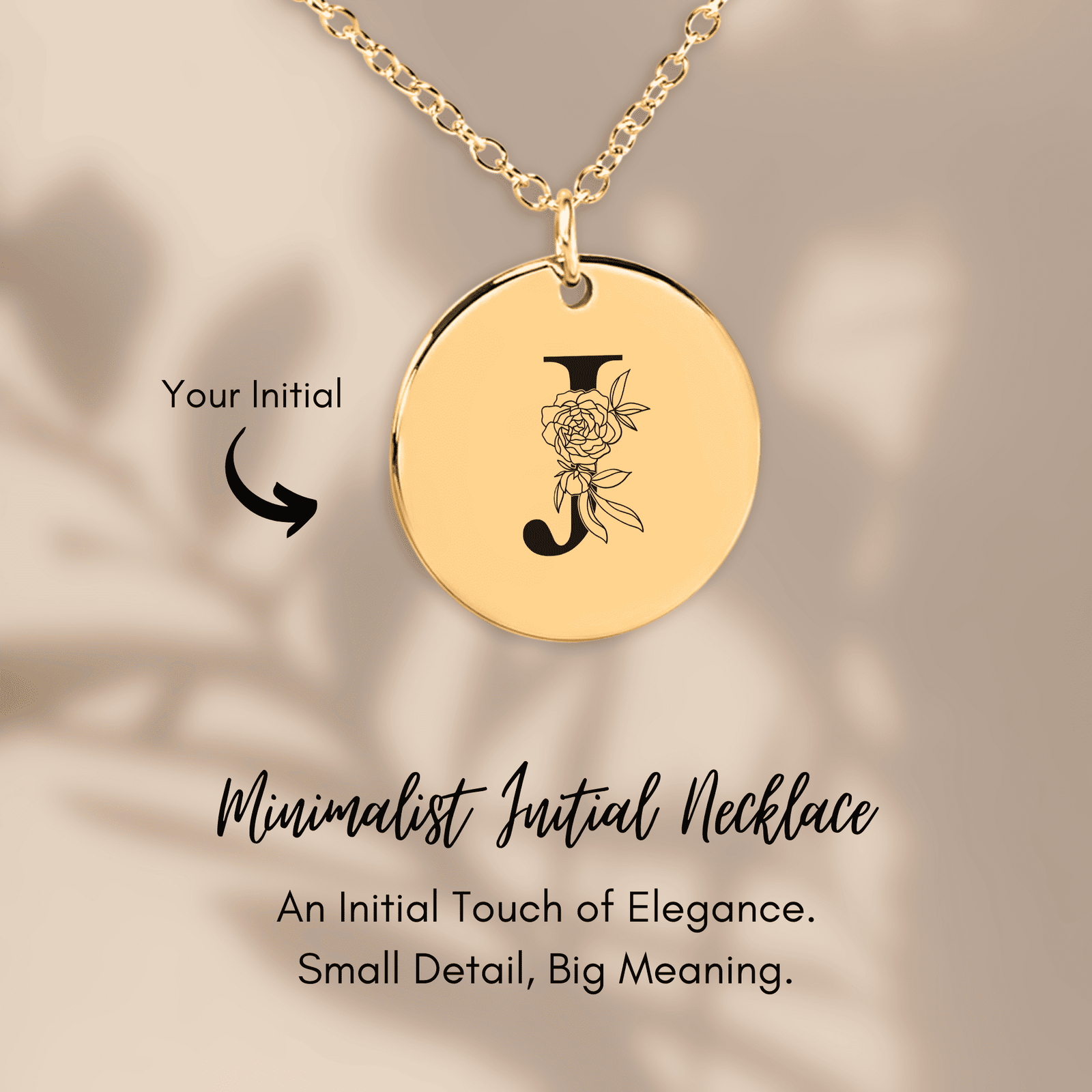 Collier Initiale Florale J Personnalisé