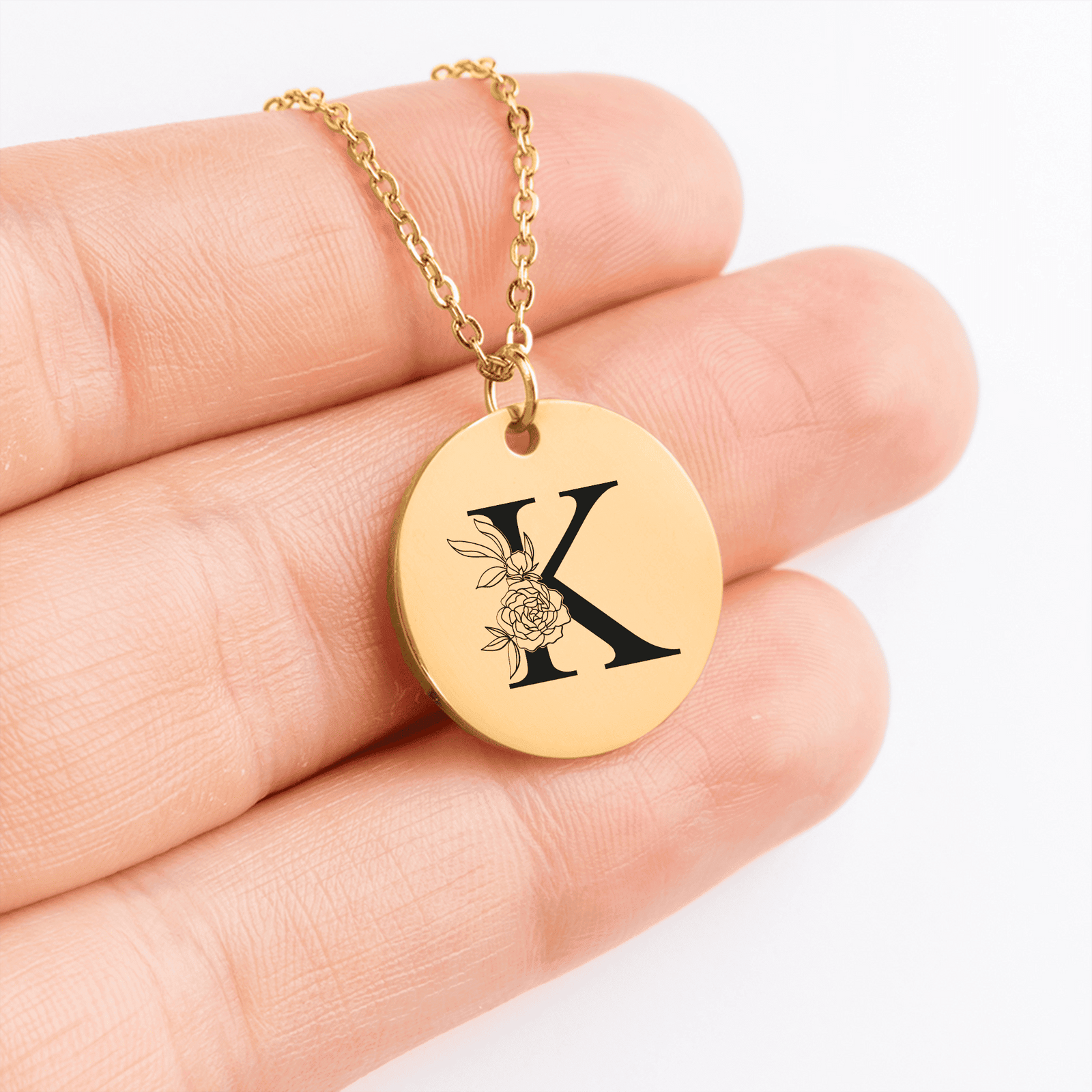 Collier Initiale Florale K Personnalisé
