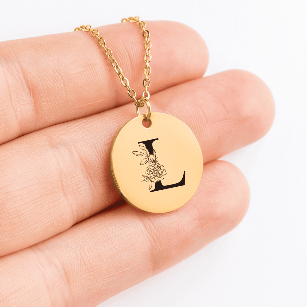 Collier Initiale Florale L Personnalisé