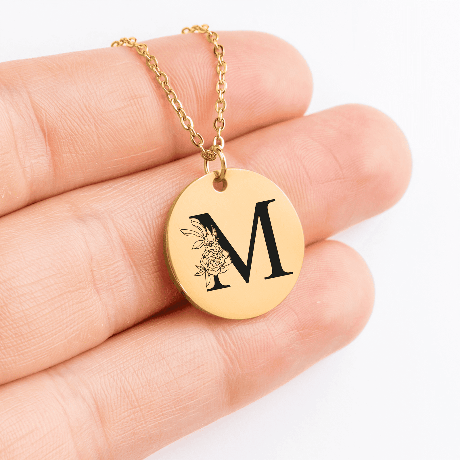 Collier Initiale Florale M Personnalisé