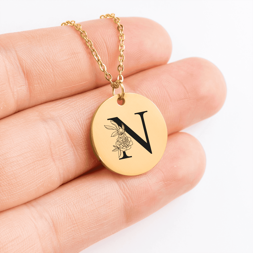 Collier Initiale Florale N Personnalisé