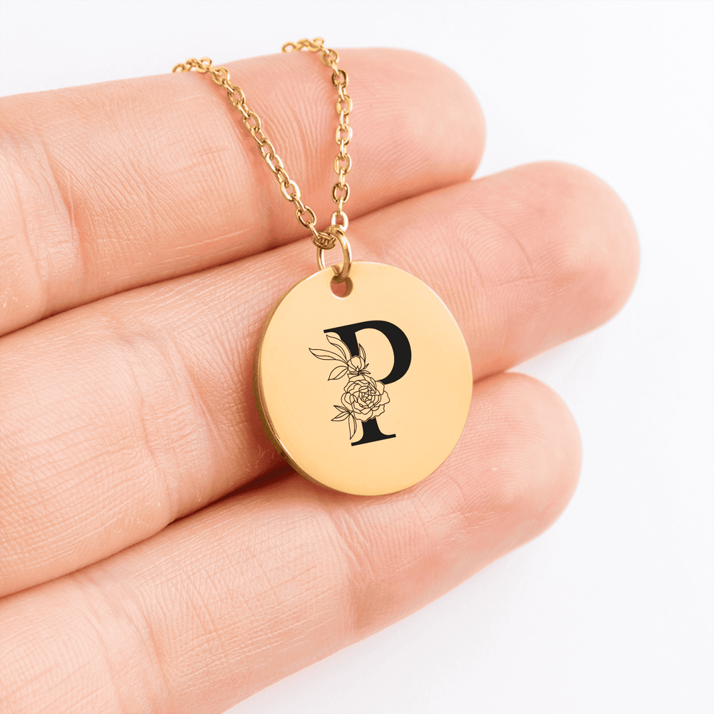 Collier Initiale Florale P Personnalisé