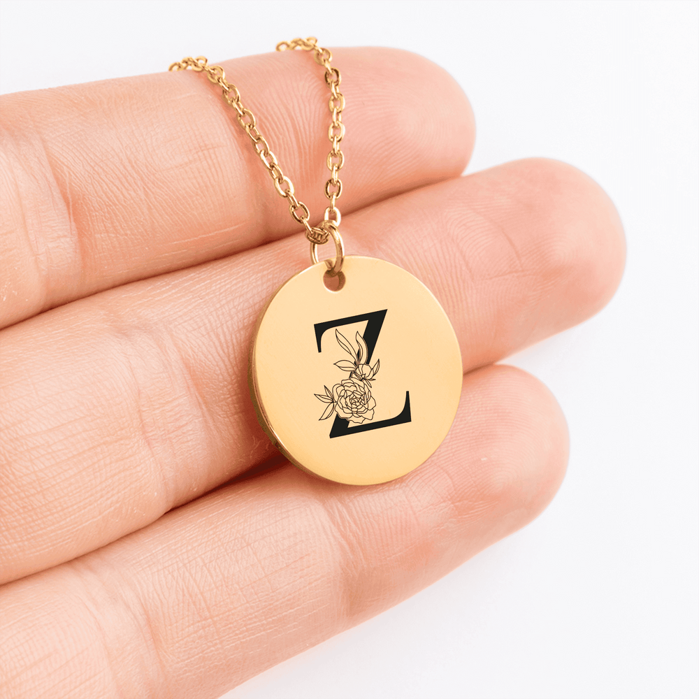Collier Initiale Florale Z Personnalisé