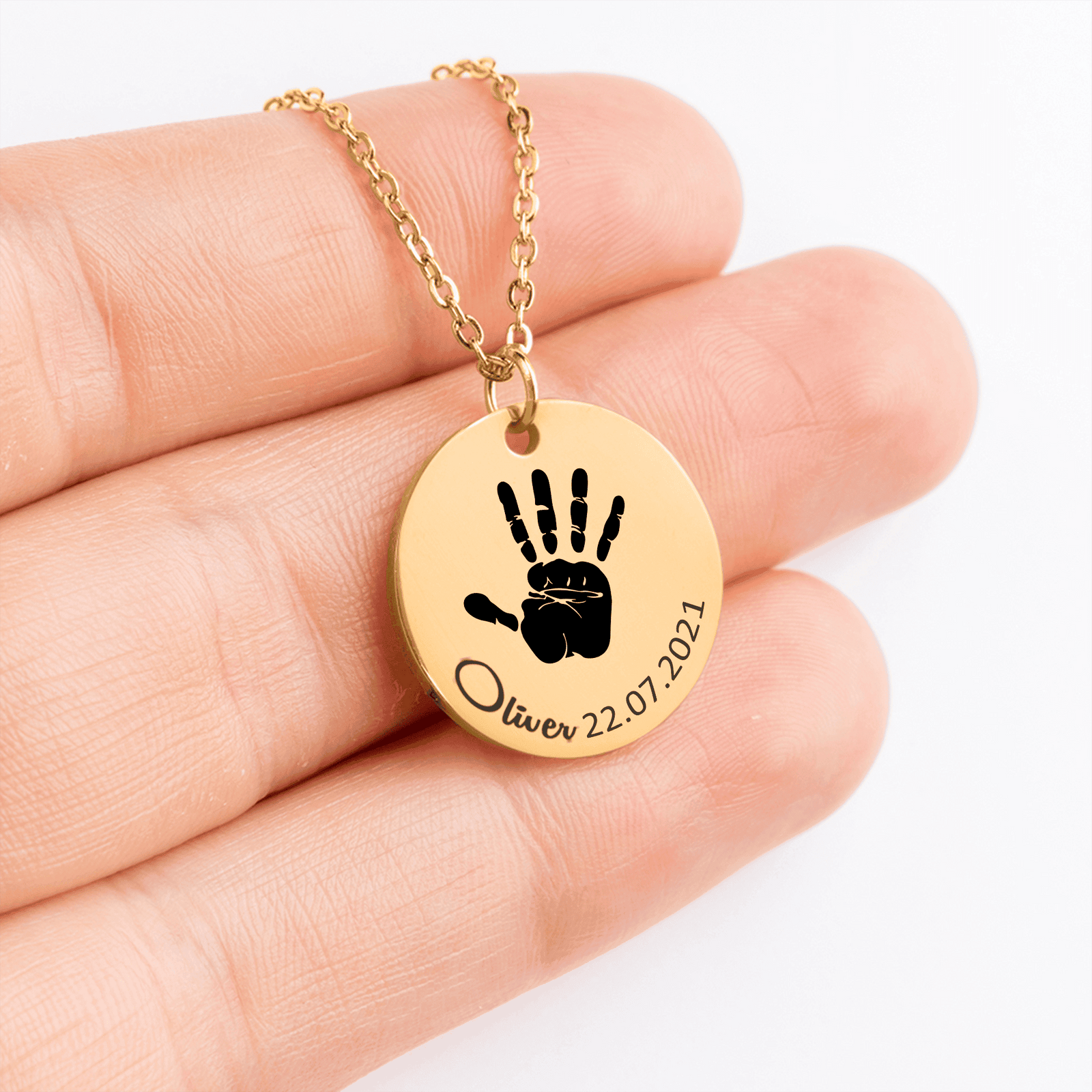 Collier Empreinte de Main Réelle Gravée