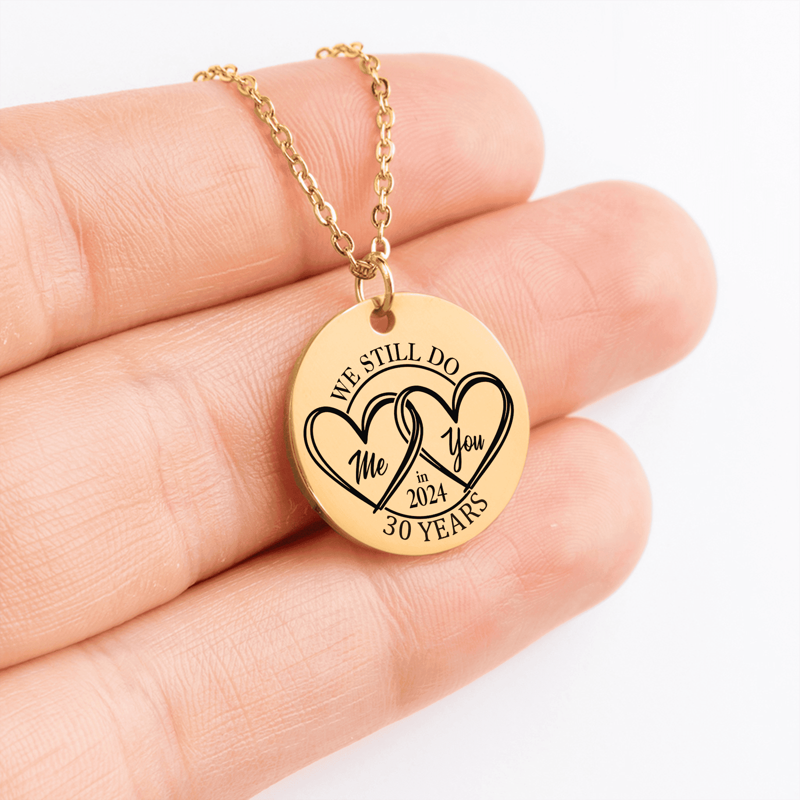 Collier Médaille Anniversaire de Mariage 30 ans (noces de perle)