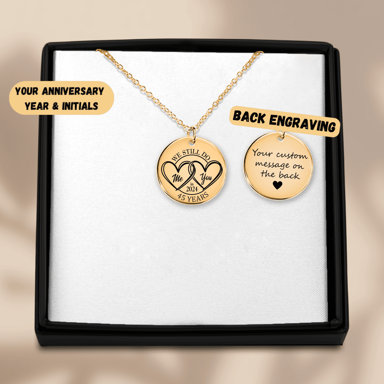 Collier Médaille Anniversaire de Mariage 45 ans (noces de vermeil)