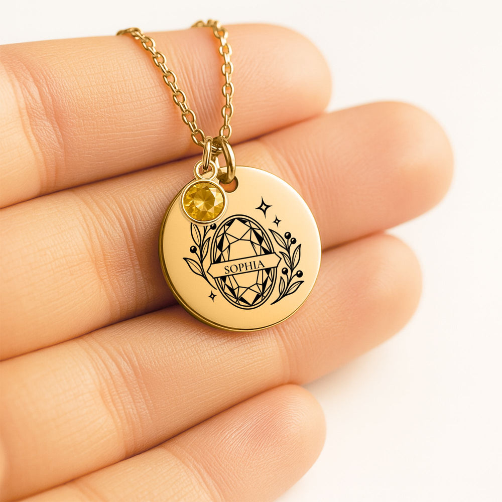 Collier Prénom & Pierre de Naissance Personnalisé