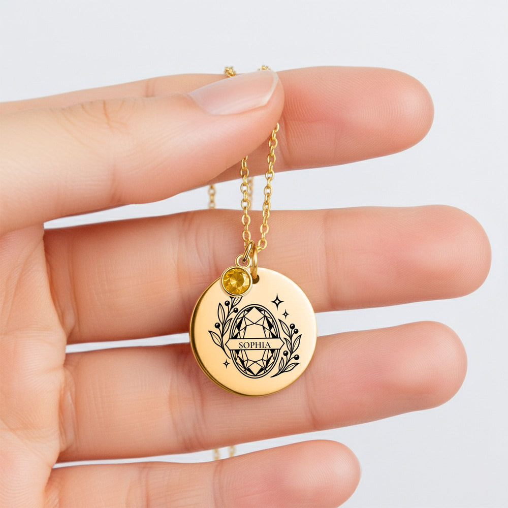 Collier Prénom & Pierre de Naissance Personnalisé