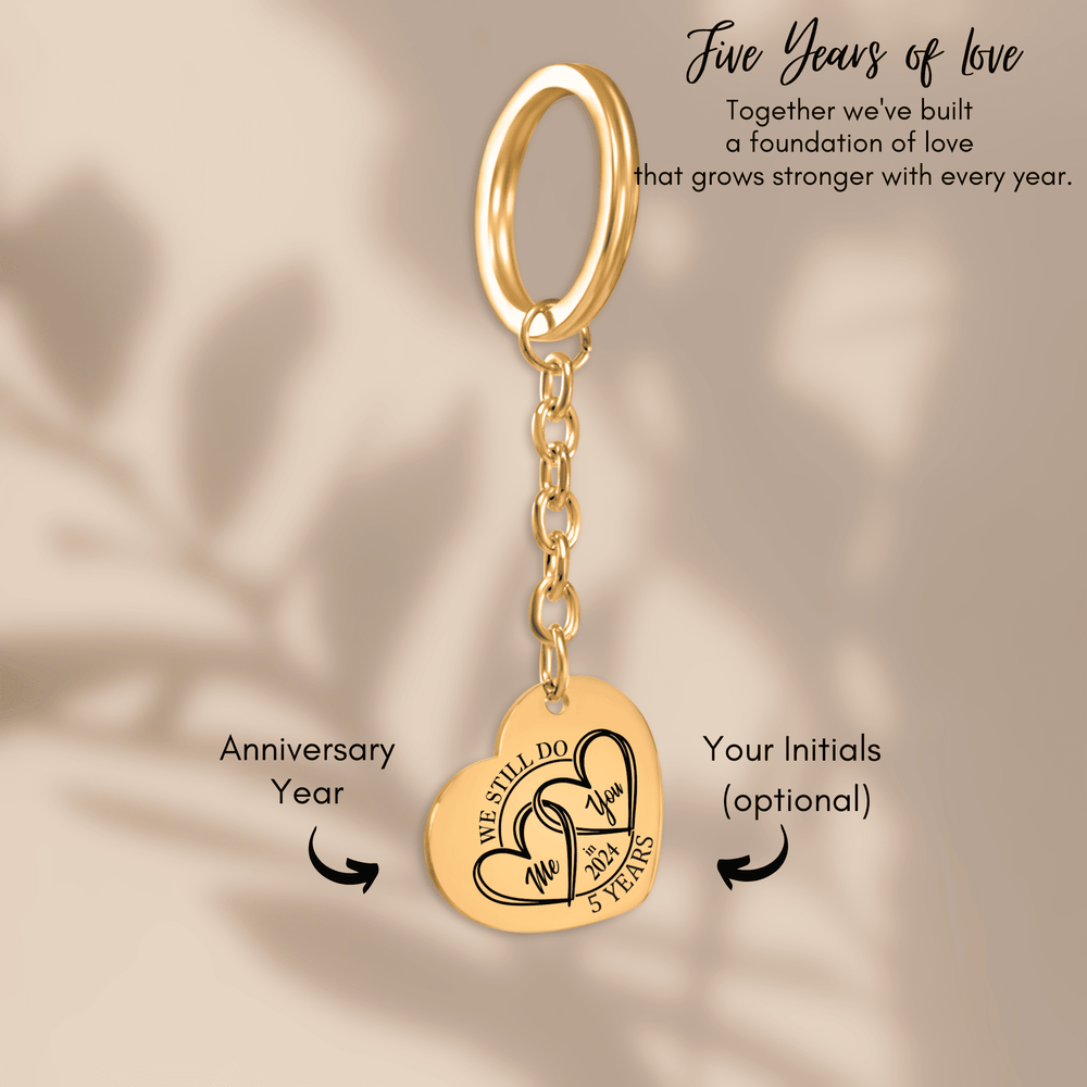 Porte-clés Coeur Anniversaire de Mariage 5 ans (noces de bois)