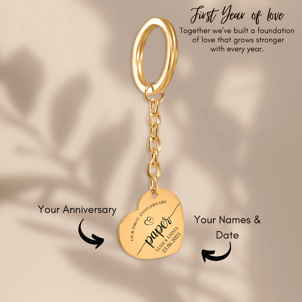 Porte-clés Coeur Anniversaire de Mariage 1 an (noces de coton)