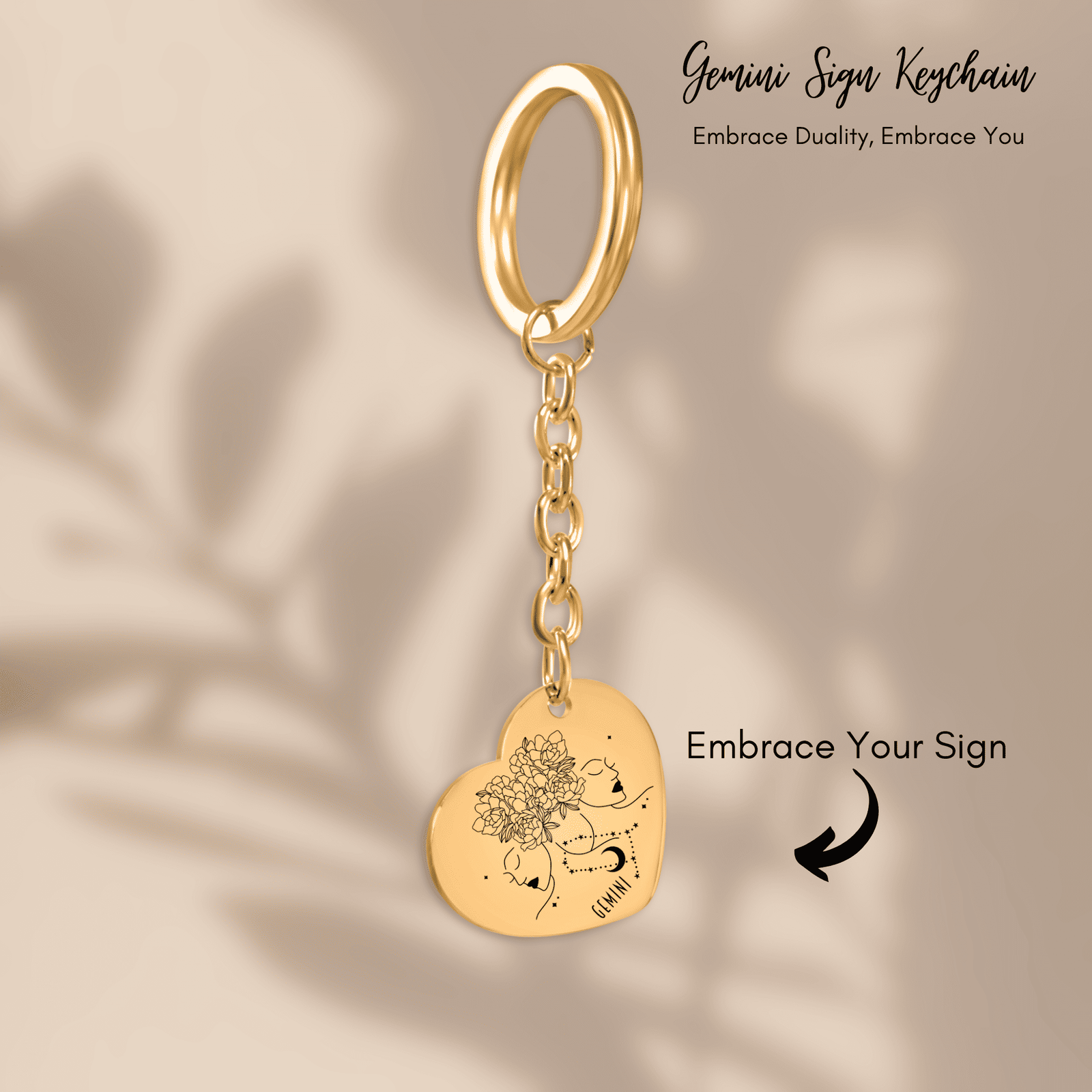 Porte-clés Coeur Signe Astrologique Gémeaux