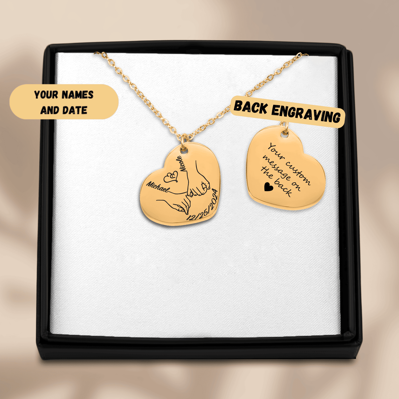Collier Coeur Notre Premier Noël Ensemble Personnalisé