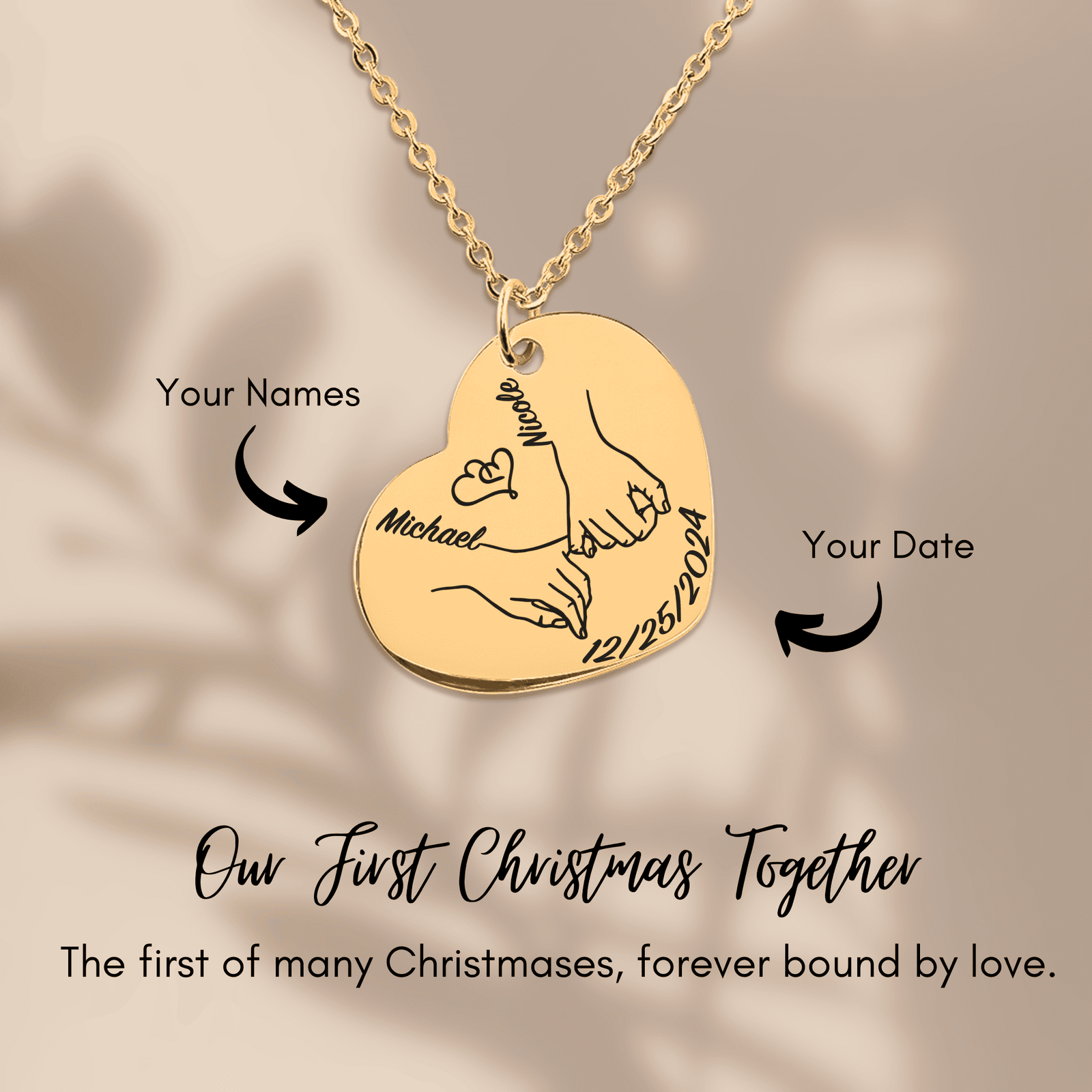 Collier Coeur Notre Premier Noël Ensemble Personnalisé