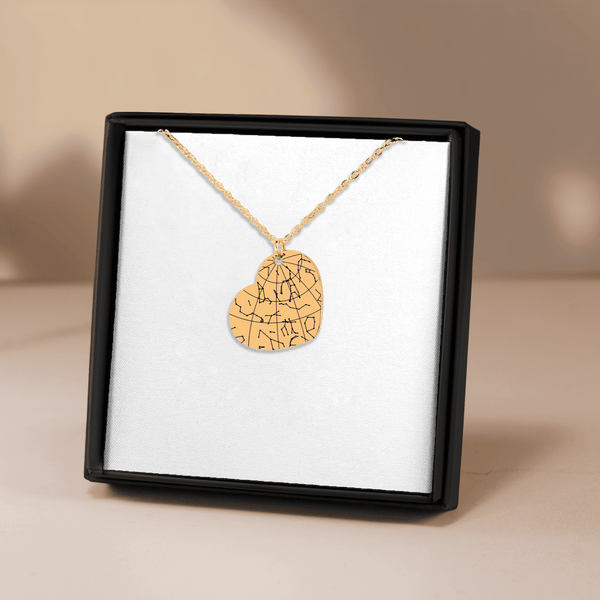 Collier Carte des Étoiles Personnalisé (Coeur)