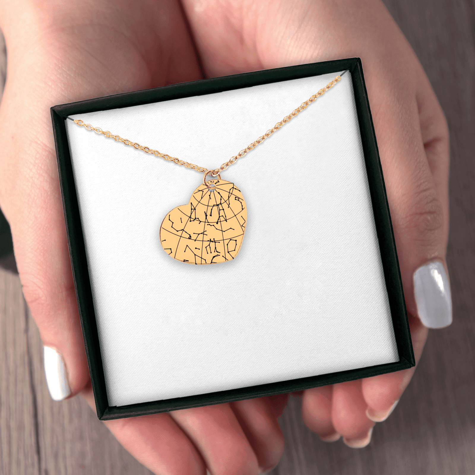 Collier Carte des Étoiles Personnalisé (Coeur)
