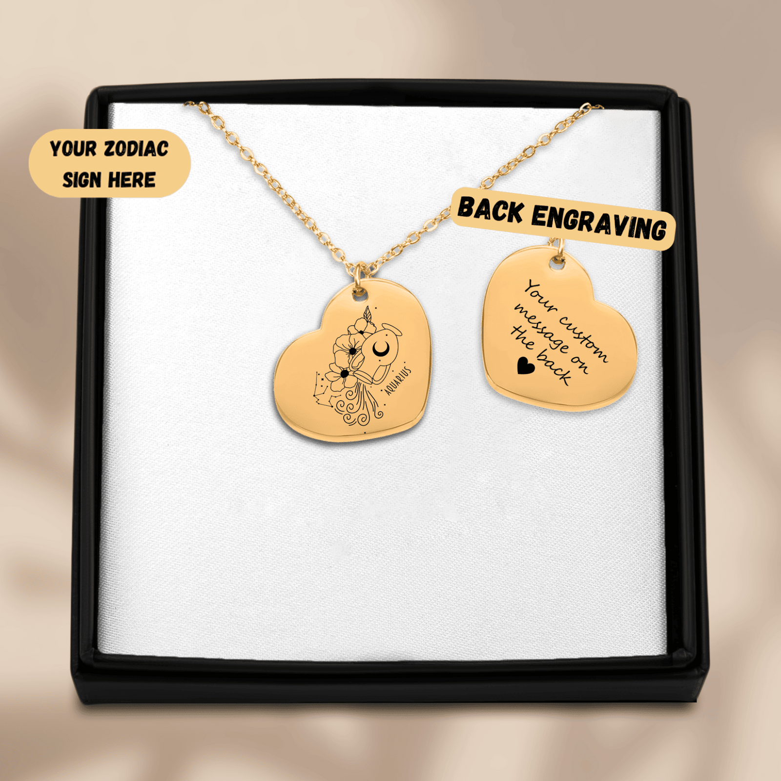 Collier Coeur Signe Astrologique Verseau