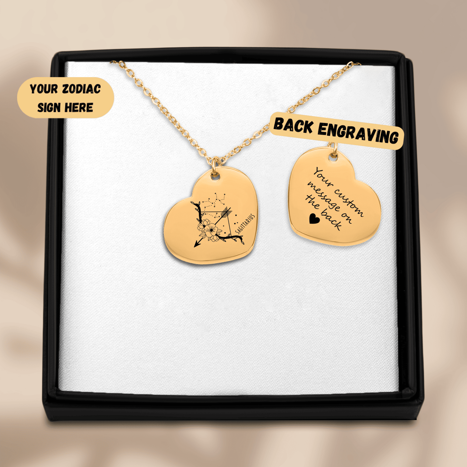 Collier Coeur Signe Astrologique Sagittaire