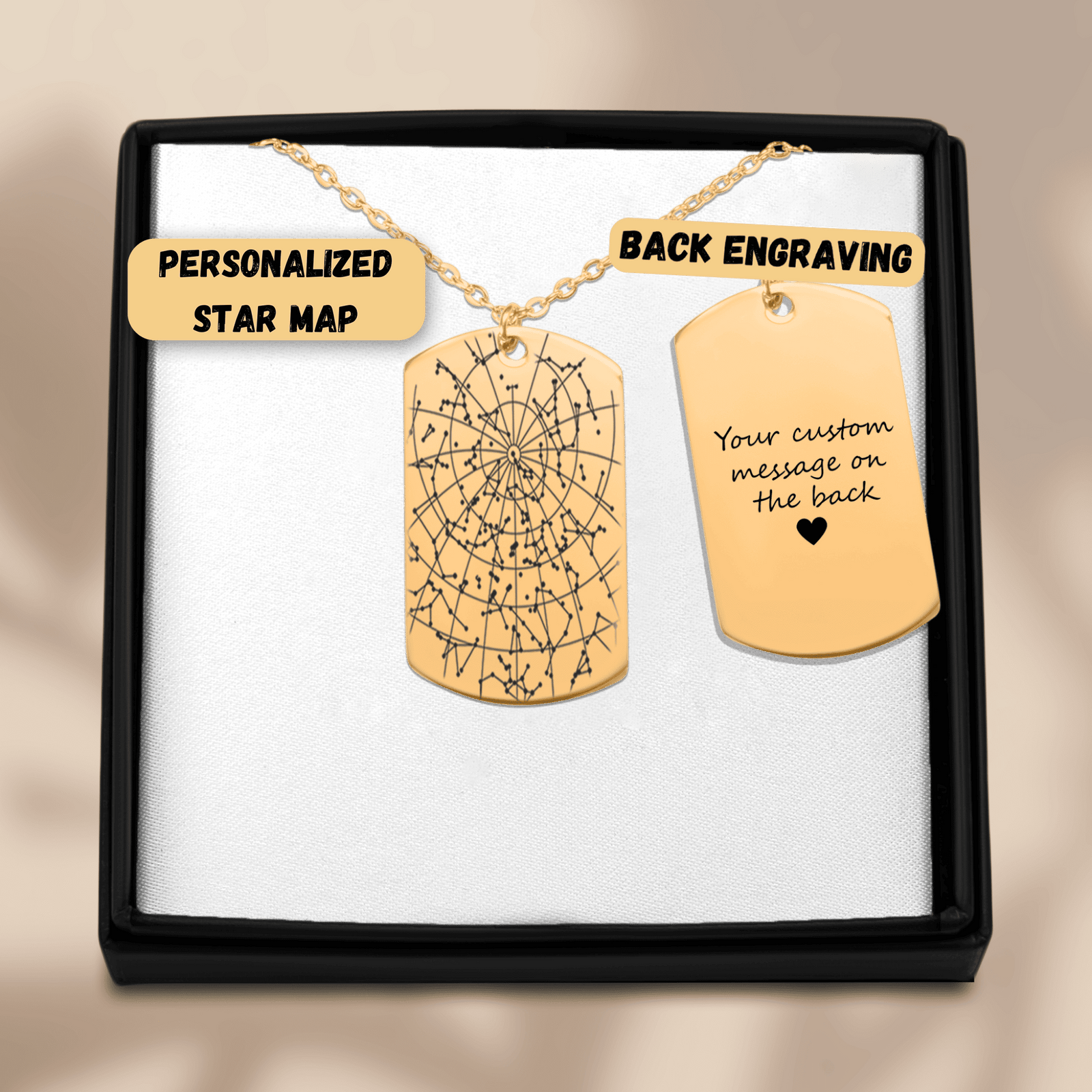 Collier Carte des Étoiles Personnalisé (Plaque)