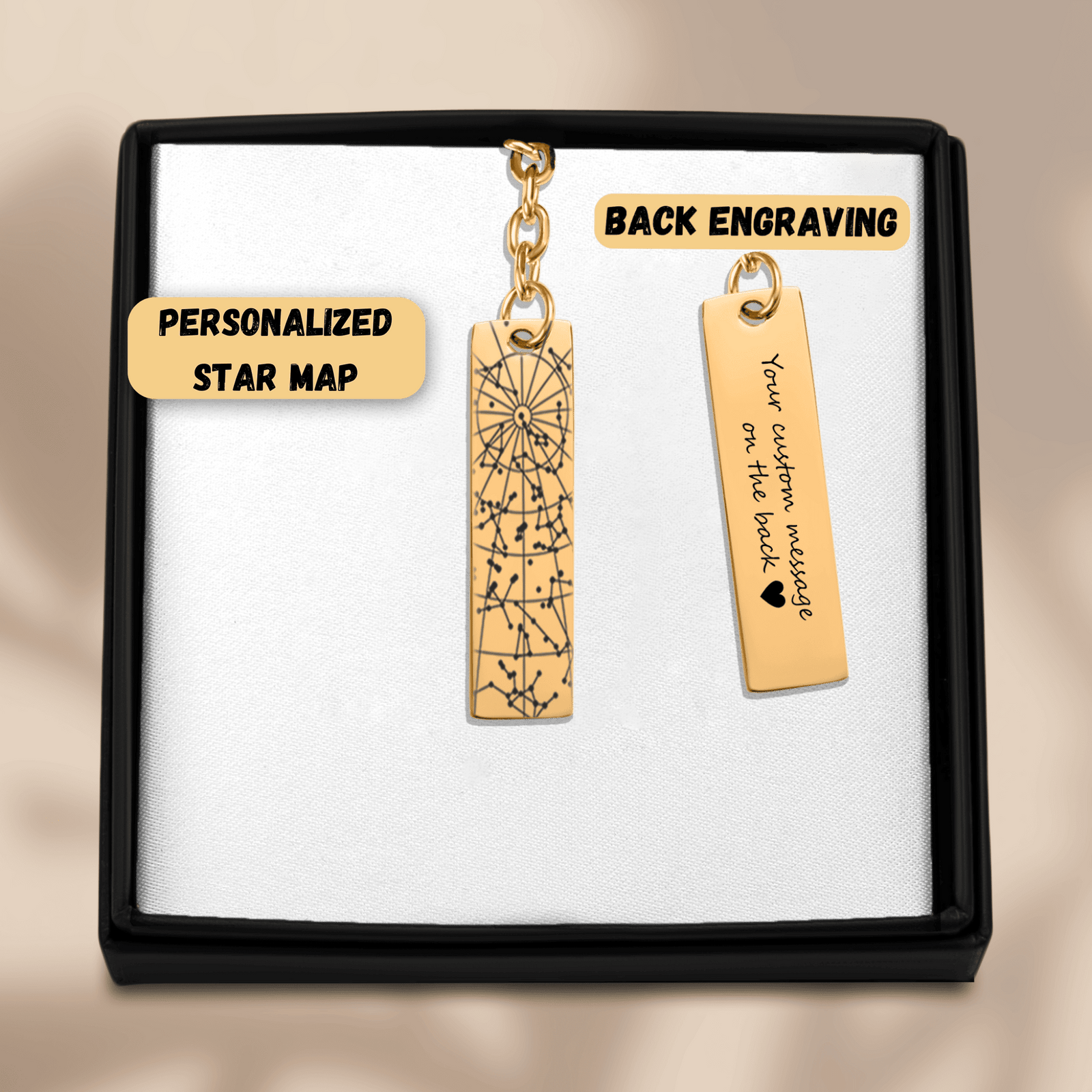 Porte-clés Carte des Étoiles Personnalisé (Barre Verticale)