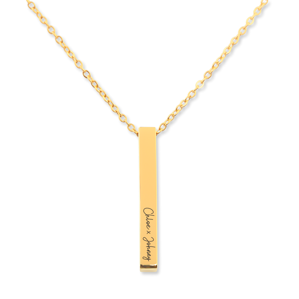 Collier de prénoms verticaux personnalisés gravé en acier inoxydable — vue 1