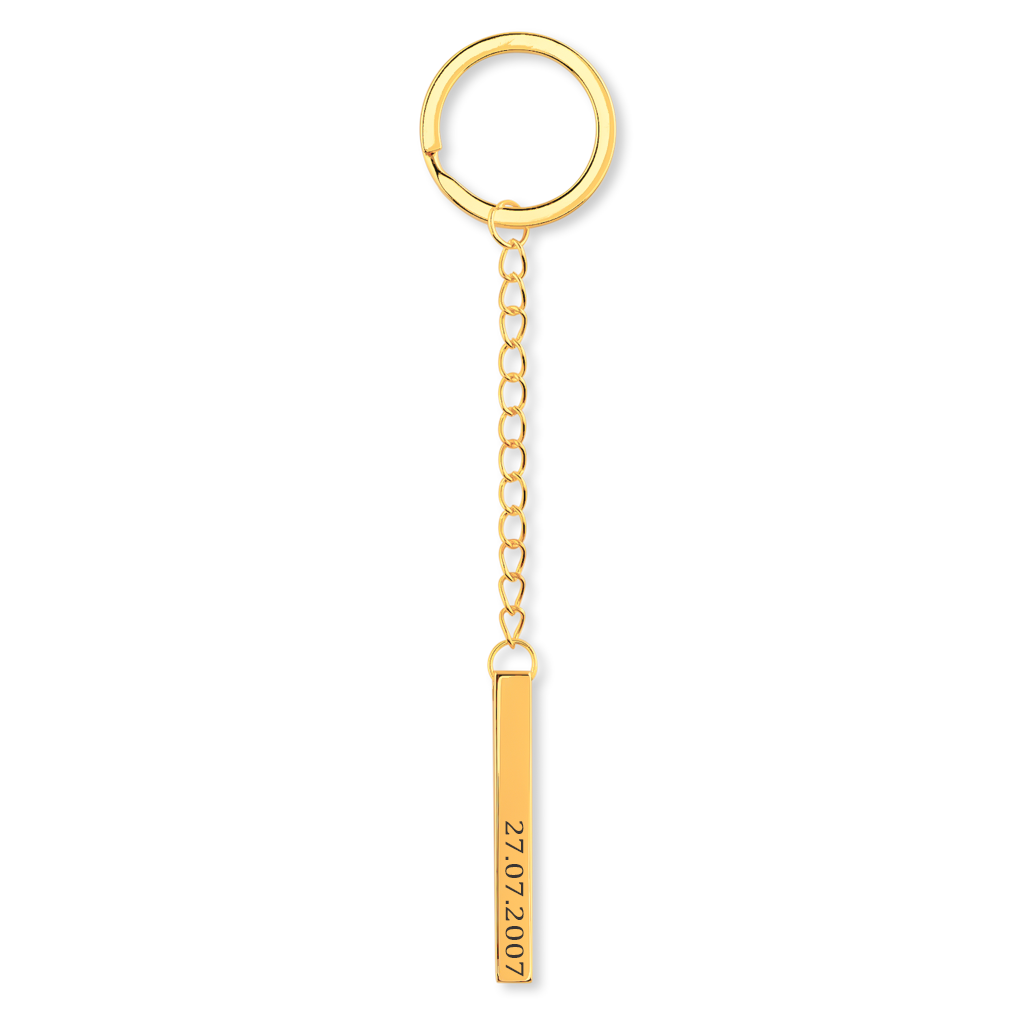Porte-clés personnalisé avec date gravée sur pendentif acier inoxydable — vue 1