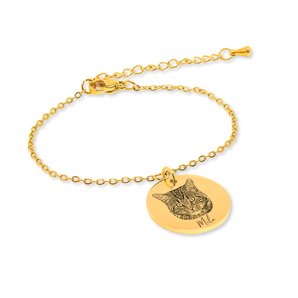 Bracelet Personnalisé Portrait de chat Gravé