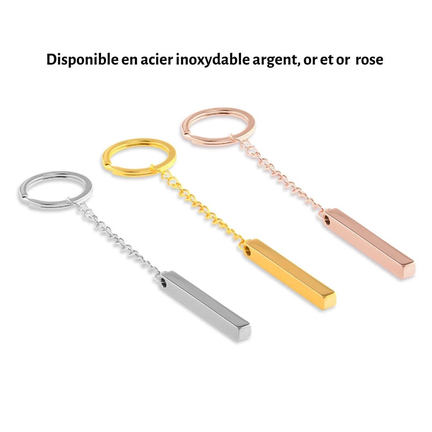 Porte-clés personnalise verset biblique en argent, or et or rose