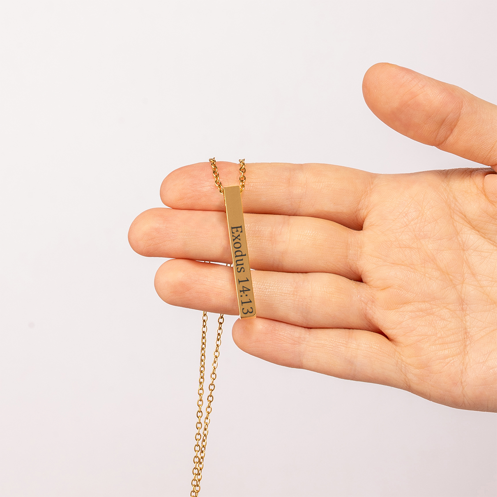 Collier personnalisé verset biblique gravé, acier inoxydable — vue 2