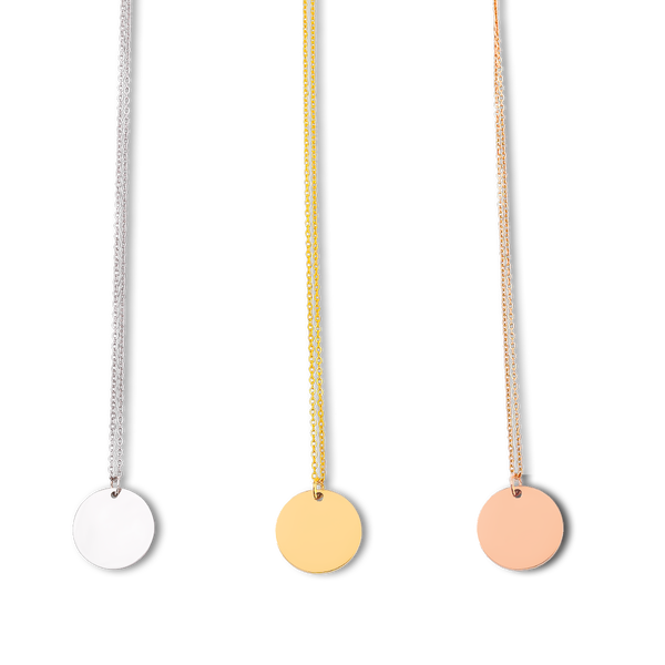 Collier initiale personnalisé, pendentif rond gravé en acier inoxydable