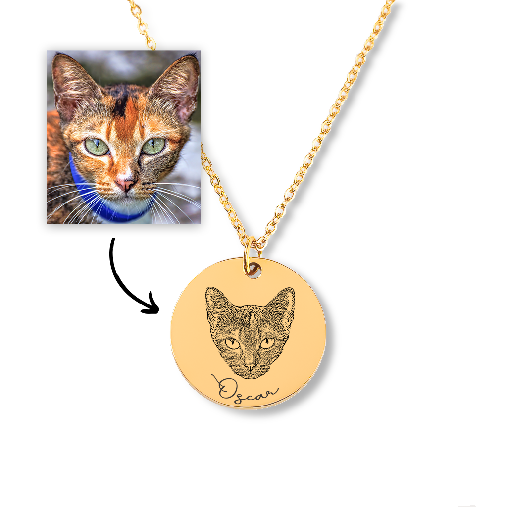 Collier photo de chat personnalisé, portrait gravé d'après photo — vue 2
