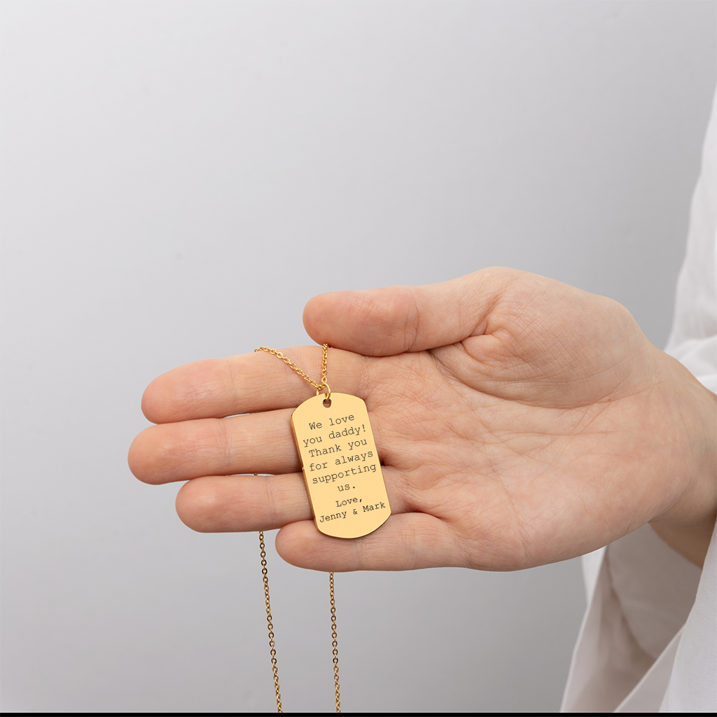 Collier avec message personnalisé gravé en acier inoxydable — vue 5
