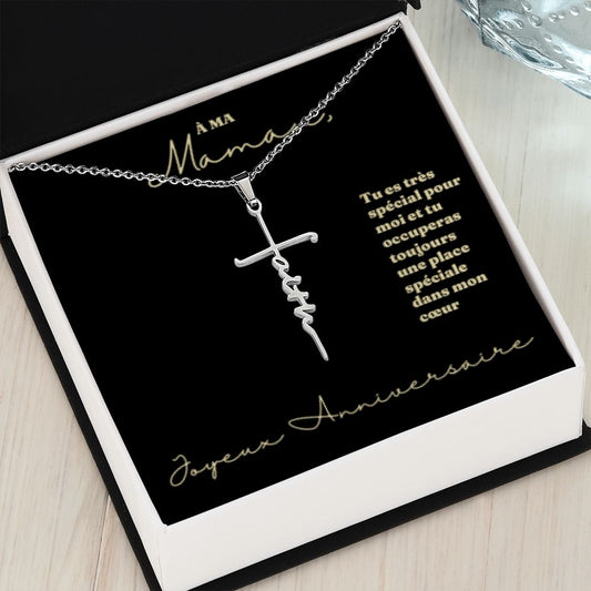Collier Croix de la Foi avec Message Personnalisable