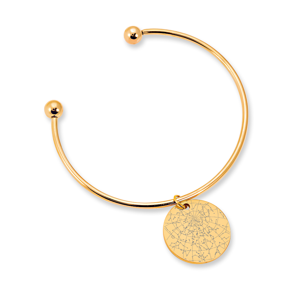 Bracelet jonc personnalisé avec carte des étoiles gravée, acier inoxydable — vue 2