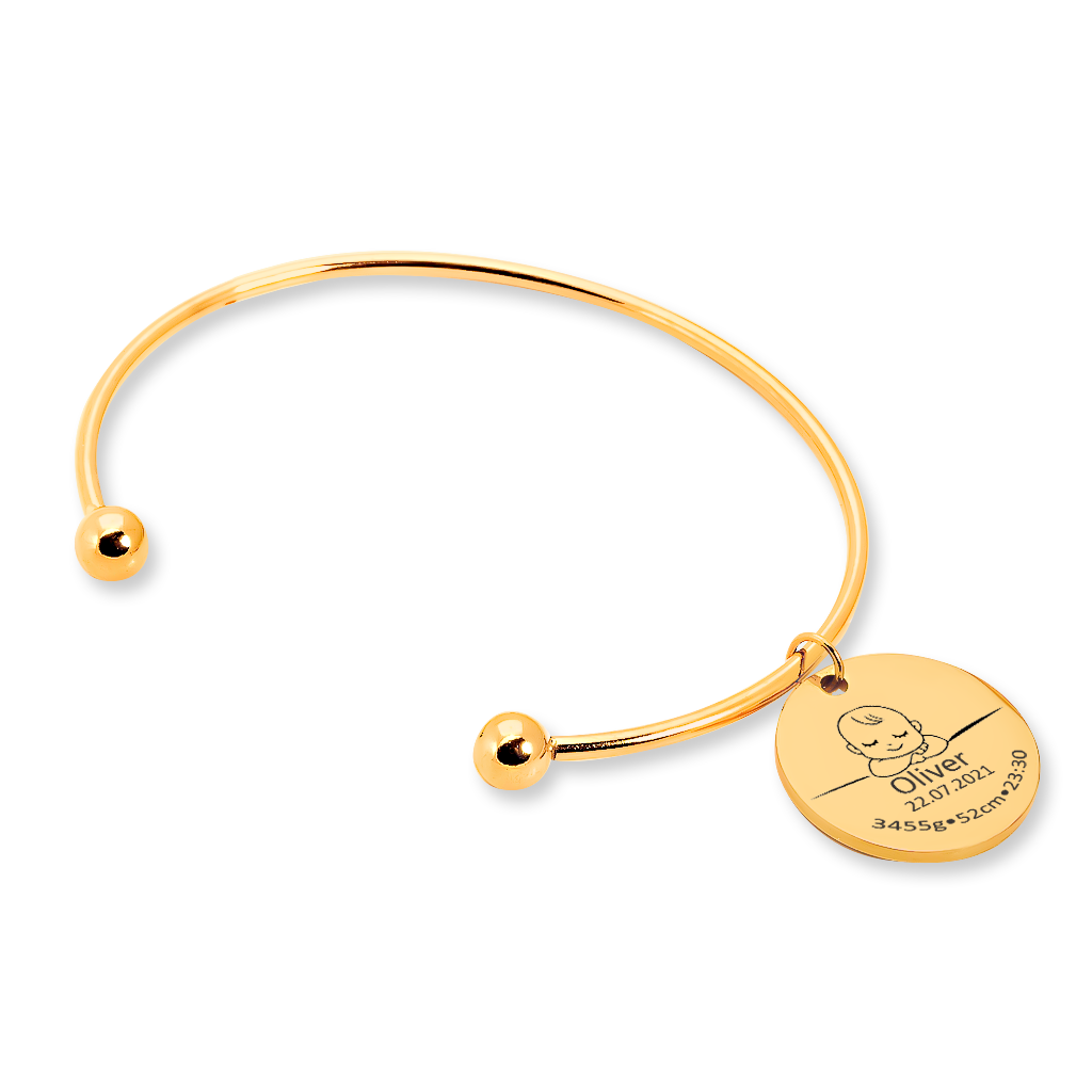Bracelet Jonc Personnalisé de Naissance pour Bébé