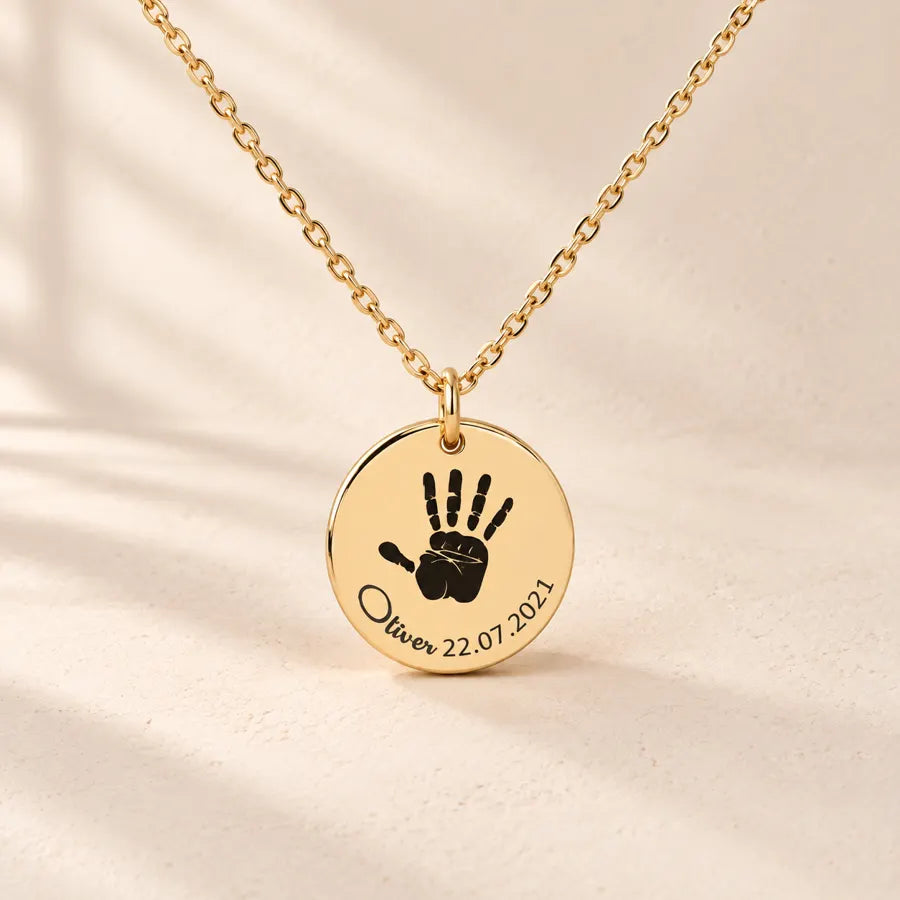 Collier Empreinte de Main Réelle Gravée
