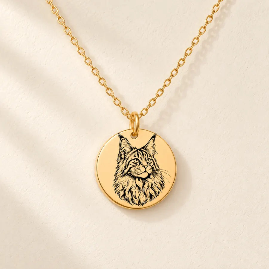 Collier Maine Coon Personnalisé, Prénom Gravé
