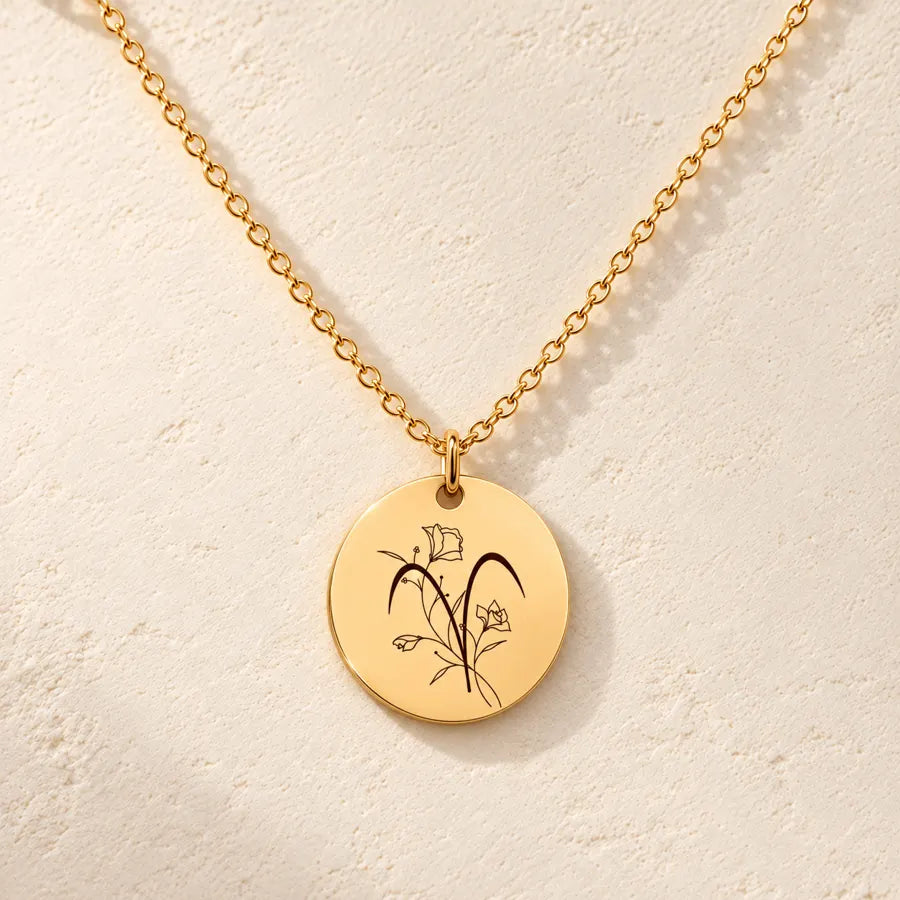 Collier Médaille Florale Signe Astrologique Bélier