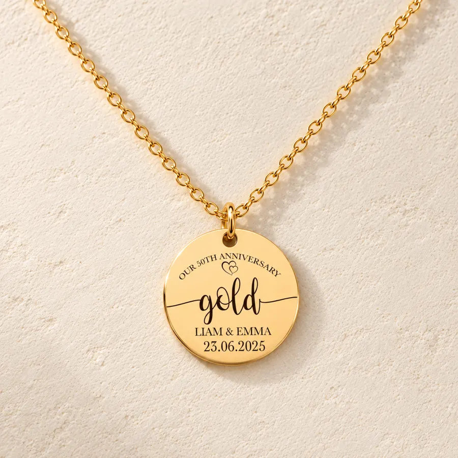 Collier Médaille Anniversaire de Mariage 50 ans (noces d'or)