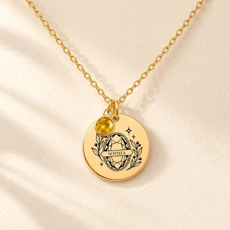 Collier Prénom & Pierre de Naissance Personnalisé