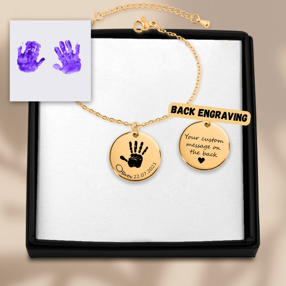 Armband mit eingraviertem echtem Handabdruck