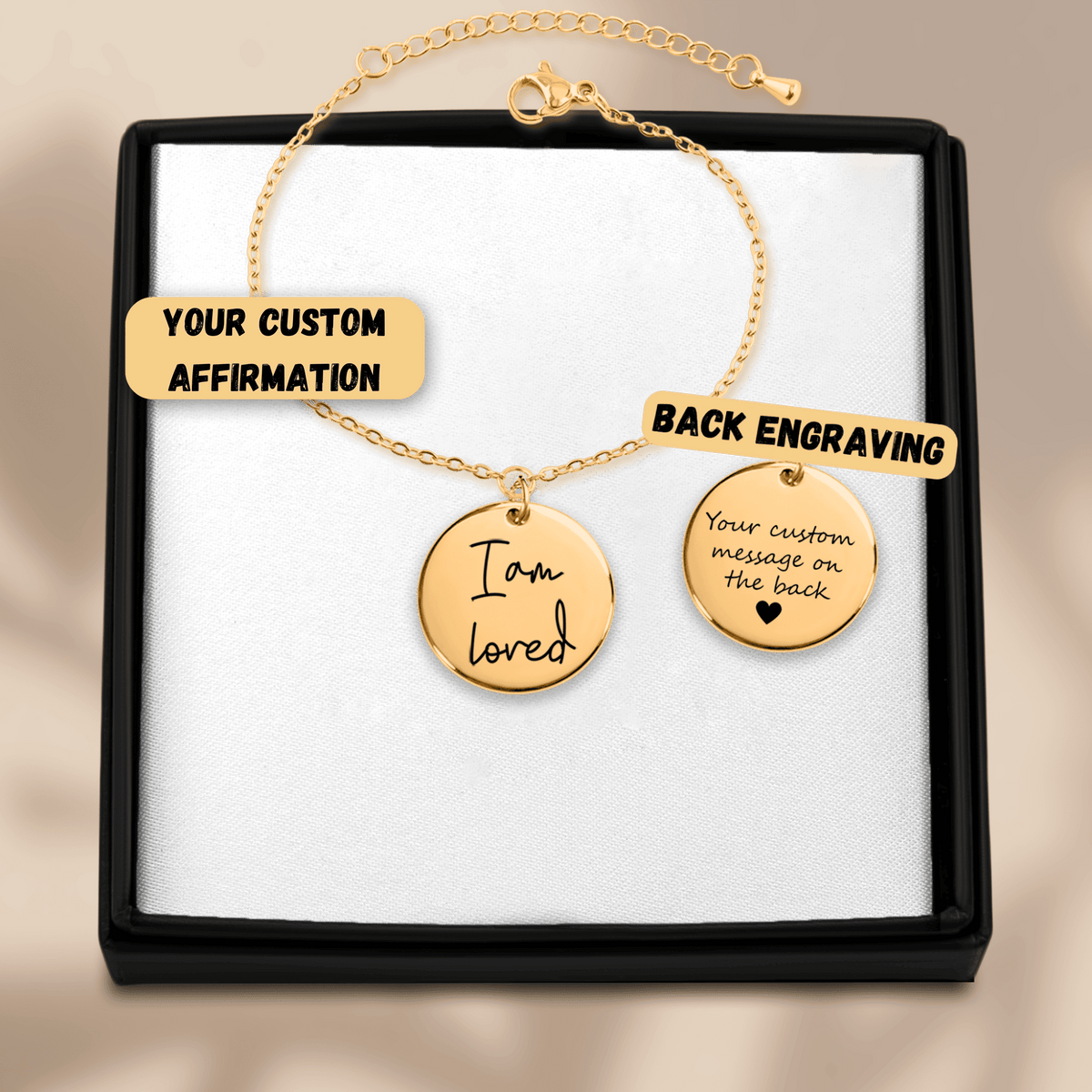 Bracelet Médaille Affirmations Personnalisée