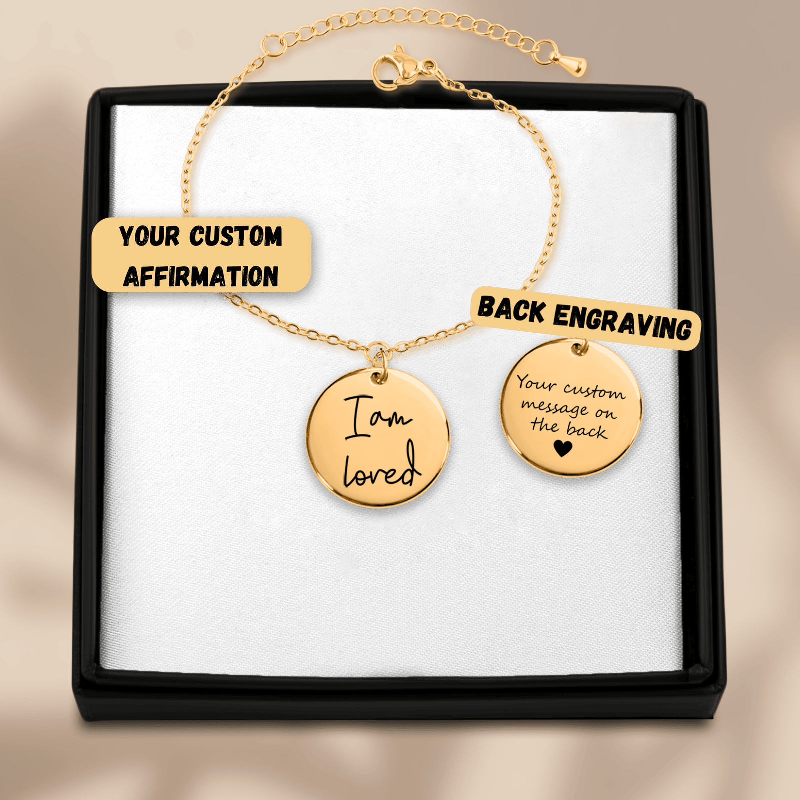 Bracelet Médaille Affirmations Personnalisée
