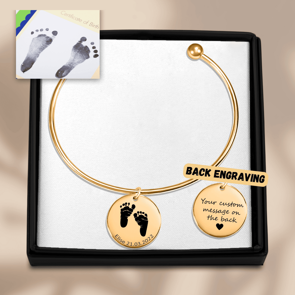 Bracelet jonc Empreinte de Pied Réelle Gravée